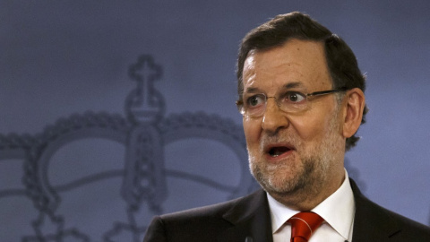 Mariano Rajoy, durante una rueda de prensa en el Palacio de la Moncloa,  con el presidente de Perú, Ollanta Humala. REUTERS/Sergio Perez