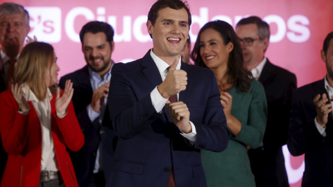 El líder de Ciudadanos en una comparecencia en el Hotel Eurobuilding ante los medios de comunicación./REUTERS