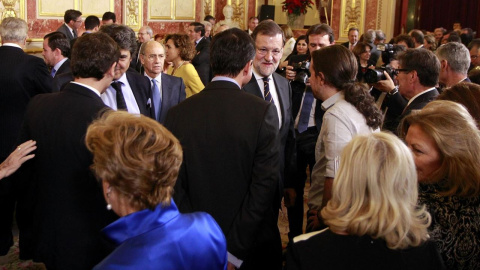 Pablo Iglesias junto a Mariano Rajoy durante el homenaje a la Constitución. EP Pablo Iglesias junto a Mariano Rajoy durante el homenaje a la Constitución. EP