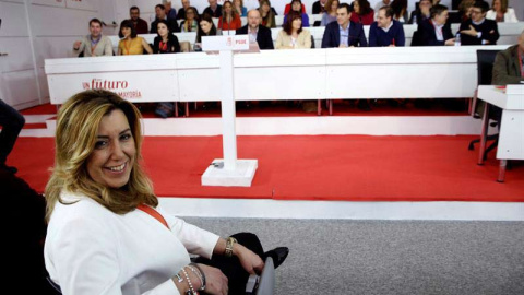 La presidenta de Andalucía, Susana Díaz, durante la reunión del Comité Federal del PSOE, máximo órgano del partido entre congresos. / CHEMA MOYA (EFE) La presidenta de Andalucía, Susana Díaz, durante la reunión del Comité Federal del PSOE, máximo órgano del partido entre congresos. / CHEMA MOYA (EFE)