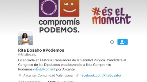 Perfil de Twitter de Rita Bosaho. Perfil de Twitter de Rita Bosaho.