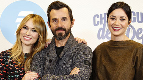 Santi Millán, Patricia Conde y Dafne Fernández, en la presentación de El Chiringuito de Pepe. TELECINCO.