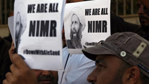 Protestas por la ejecución de Nimr Baquir al Minr, el clérigo chií ejecutado por Arabia Saudí. EFE/REHAN KHAN Protestas por la ejecución de Nimr Baquir al Minr, el clérigo chií ejecutado por Arabia Saudí. EFE/REHAN KHAN