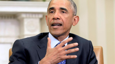 El presidente de EEUU, Obama, en la comparecencia de prensa tras la reunión con autoridades de seguridad nacional. EFE/MICHAEL REYNOLDS El presidente de EEUU, Obama, en la comparecencia de prensa tras la reunión con autoridades de seguridad nacional. EFE/MICHAEL REYNOLDS