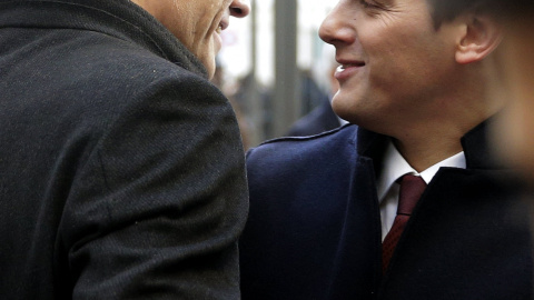 Los líderes del PSOE y Ciudadanos, Pedro Sánchez  y Albert Rivera, respectivamente, a su llegada hoy al Congreso.- EFE