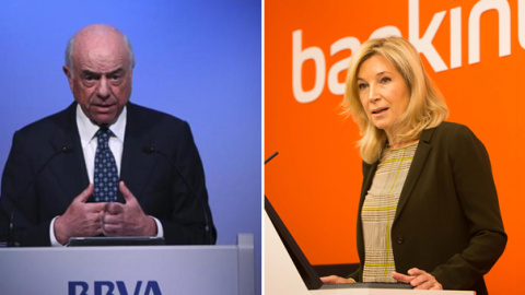 El presidente de BBVA y la consejera delegada de Bankinter, María Doplores Dancausa. EFE/REUTERS El presidente de BBVA y la consejera delegada de Bankinter, María Doplores Dancausa. EFE/REUTERS