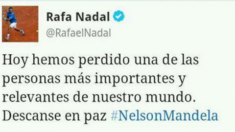 Rafa Nadal dio por muerto a Nelson Mandela antes de tiempo.-