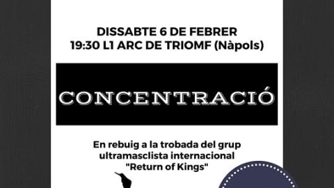Cartel de la manifestación en contra de la reunión ultramachista en Barcelona. Cartel de la manifestación en contra de la reunión ultramachista en Barcelona.