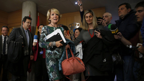 La presidenta del PP de Madrid, Esperanza Aguirre, tras su comparecencia en la comisión de corrupción de la Asamblea de Madrid. EFE/Chema Moya La presidenta del PP de Madrid, Esperanza Aguirre, tras su comparecencia en la comisión de corrupción de la Asamblea de Madrid. EFE/Chema Moya