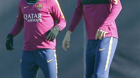 Piqué, durante el entrenamiento del Barça de este martes. EFE/ Andreu Dalmau Piqué, durante el entrenamiento del Barça de este martes. EFE/ Andreu Dalmau