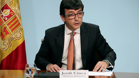 El ministro portavoz del Gobierno andorrano, Jordi Cinca, durante una comparecencia en la que valorado el pronunciamiento del FinCEN sobre la entidad BPA. EFE/ANA