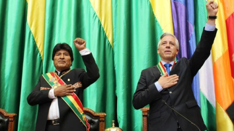 El presidente de Bolivia, Evo Morales, junto al vicepresidente Álvaro García Linera. EFE El presidente de Bolivia, Evo Morales, junto al vicepresidente Álvaro García Linera. EFE