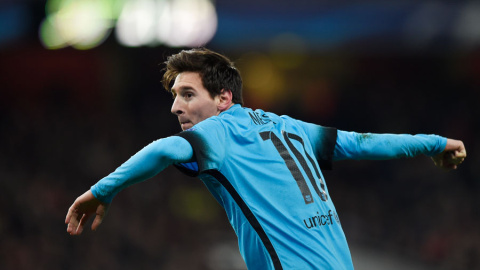 Messi celebra su segundo gol al Arsenal. Reuters / Toby Melville Messi celebra su segundo gol al Arsenal. Reuters / Toby Melville