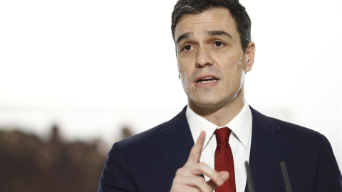 Rueda de prensa de Pedro Sánchez tras la firma del acuerdo / EUROPA PRESS Rueda de prensa de Pedro Sánchez tras la firma del acuerdo / EUROPA PRESS