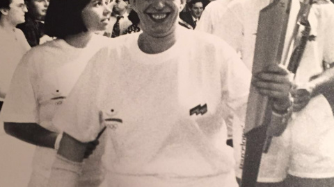 Eulàlia con la antorcha olímpica en 1992 Eulàlia con la antorcha olímpica en 1992