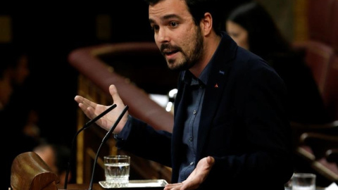 El diputado de IU-UP, Alberto Garzón, durante su intervención de este miércoles. EFE