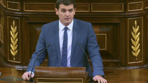 Albert Rivera, líder de Ciudadanos, durante su discurso en el Congreso de los Diputados. Albert Rivera, líder de Ciudadanos, durante su discurso en el Congreso de los Diputados.