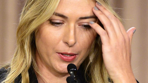 La tenista rusa Maria Sharapova en la rueda de prensa que ofreció ayer para anunciar su positivo. /EFE La tenista rusa Maria Sharapova en la rueda de prensa que ofreció ayer para anunciar su positivo. /EFE