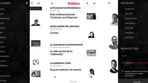 'Público' se transforma en una nueva experiencia digital en su versión para móviles. /PÚBLICO