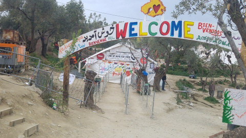 Campo habilitado por la ONG BDFM en el olivar cercano al centro de registro de la isla de Lesbos.-BDFM Campo habilitado por la ONG BDFM en el olivar cercano al centro de registro de la isla de Lesbos.-BDFM