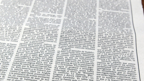 Detalle del artículo impreso del líder cubano Fidel Castro titulado 'El hermano Obama' publicado en La Habana. EFE/Ernesto Mastrascusa Detalle del artículo impreso del líder cubano Fidel Castro titulado 'El hermano Obama' publicado en La Habana. EFE/Ernesto Mastrascusa