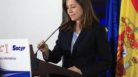 La embajadora de Panamá en España participa en un desayuno informativo hoy. en Madrid. / EFE La embajadora de Panamá en España participa en un desayuno informativo hoy. en Madrid. / EFE