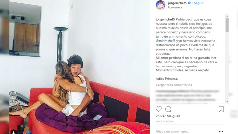 Jorge Brazález explica a sus seguidores su ruptura con Miri Jorge Brazález explica a sus seguidores su ruptura con Miri