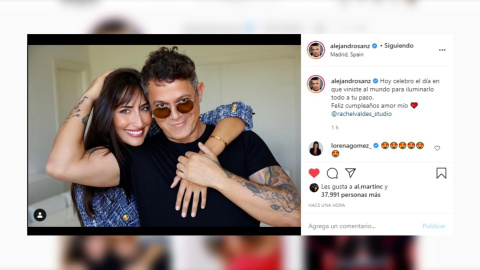 Alejandro Sanz declara su amor por Rachel Valdés el día de su cumpleaños Alejandro Sanz declara su amor por Rachel Valdés el día de su cumpleaños