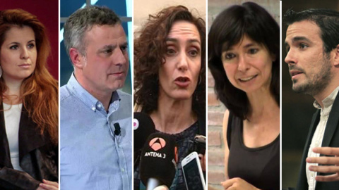 Los participantes en el debate, de izquierda a derecha, Esther López Barceló, Rafael Escudero, Isabel Elbar, Yayo Herreros y Alberto Garzón. Los participantes en el debate, de izquierda a derecha, Esther López Barceló, Rafael Escudero, Isabel Elbar, Yayo Herreros y Alberto Garzón.