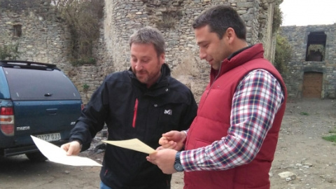 El consejero de Vertebración del Territorio de Aragón, José Luis Soro, en una visita a Jánovas.
