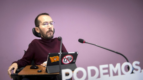 El secretario de Organización de Podemos, Pablo Echenique, durante la rueda de prensa que ha ofrecido en Madrid tras la reunión del Consejo de Coordinación del partido. EFE/Luca Piergiovanni El secretario de Organización de Podemos, Pablo Echenique, durante la rueda de prensa que ha ofrecido en Madrid tras la reunión del Consejo de Coordinación del partido. EFE/Luca Piergiovanni