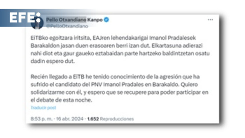 Otxandiano se solidariza con Pradales tras el ataque con gas pimienta Otxandiano se solidariza con Pradales tras el ataque con gas pimienta