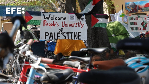 Estudiantes propalestinos protestan en la universidad de Stanford Estudiantes propalestinos protestan en la universidad de Stanford