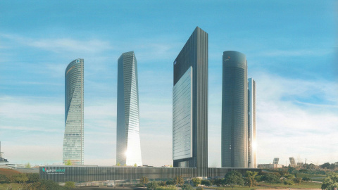 Recreación de los cinco rascacielos de la zona norte de Madrid. AYUNTAMIENTO DE MADRID Recreación de los cinco rascacielos de la zona norte de Madrid. AYUNTAMIENTO DE MADRID