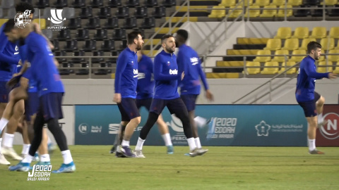 Entrenamiento del FC Barcelona previo a la semifinal de la Supercopa Entrenamiento del FC Barcelona previo a la semifinal de la Supercopa
