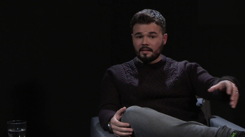 Gabriel Rufián, durante su entrevista con Pablo Iglesias en 'Otra Vuelta de Tuerka'.