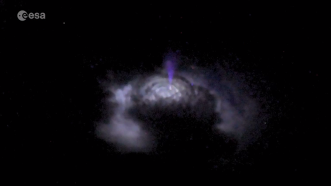Chorro azul que emerge hacia arriba en una tormenta, observado desde la Estación Espacial.- –ESA/NASA/IRISS/DTU Chorro azul que emerge hacia arriba en una tormenta, observado desde la Estación Espacial.- –ESA/NASA/IRISS/DTU