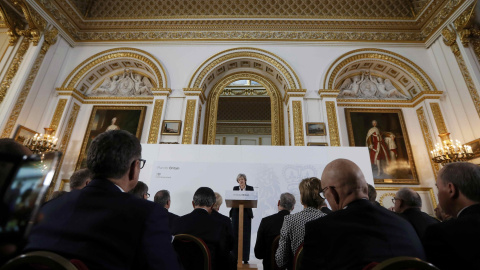 La primera ministra británica, Theresa May, durante su conferencia ante diplomáticos extranjeros y el equipo británico que negociará el Brexit, en la Lancaster House, en Londres. REUTERS/Kirsty Wigglesworth La primera ministra británica, Theresa May, durante su conferencia ante diplomáticos extranjeros y el equipo británico que negociará el Brexit, en la Lancaster House, en Londres. REUTERS/Kirsty Wigglesworth
