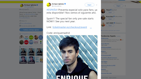 Arranca la preventa para el concierto de Enrique Iglesias Arranca la preventa para el concierto de Enrique Iglesias