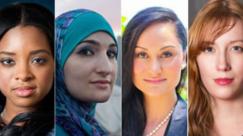 De izquierda a derecha: Tamika D. Malory, Linda Sarsour, Carmen Perez y Bob Bland De izquierda a derecha: Tamika D. Malory, Linda Sarsour, Carmen Perez y Bob Bland
