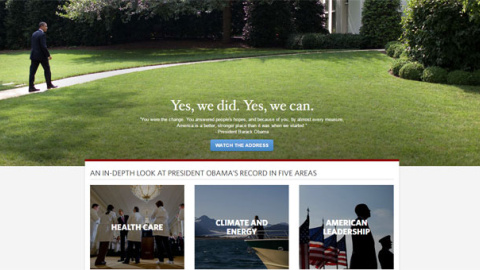 Antiguo aspecto de la web de la Casa Blanca con Obama de presidente. Antiguo aspecto de la web de la Casa Blanca con Obama de presidente.