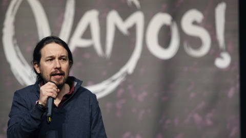 El líder de Podemos, Pablo Iglesias, durante la clausura de la II Asamblea Estatal de Vamos!. EFE/Víctor Lerena El líder de Podemos, Pablo Iglesias, durante la clausura de la II Asamblea Estatal de Vamos!. EFE/Víctor Lerena