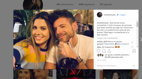 Pablo López y Miriam se piropean en Instagram Pablo López y Miriam se piropean en Instagram