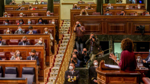 La ministra de Hacienda, María Jesús Montero, se dirige a la bancada del PP en el debate de los Presupuestos.- EUROPA PRESS La ministra de Hacienda, María Jesús Montero, se dirige a la bancada del PP en el debate de los Presupuestos.- EUROPA PRESS