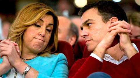Susana Díaz y Pedro Sánchez durante un mitin. / EFE Susana Díaz y Pedro Sánchez durante un mitin. / EFE