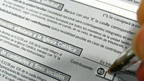 Casilla destinada a la Iglesia Católica en el impreso de IRPF. EFE/Archivo Casilla destinada a la Iglesia Católica en el impreso de IRPF. EFE/Archivo