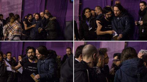 Secuencia de imágenes de Pablo Iglesias, con el espontáneo que intentó subir al escenario de la Asamblea Ciudadana Estatal de Podemos en Madrid, JAIRO VARGAS Secuencia de imágenes de Pablo Iglesias, con el espontáneo que intentó subir al escenario de la Asamblea Ciudadana Estatal de Podemos en Madrid, JAIRO VARGAS