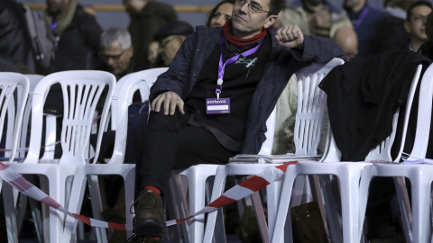 El cofundador de Podemos Juan Carlos Monedero, durante la Asamblea Ciudadana Estatal de Vistalegre II. EFE/Chema Moya El cofundador de Podemos Juan Carlos Monedero, durante la Asamblea Ciudadana Estatal de Vistalegre II. EFE/Chema Moya
