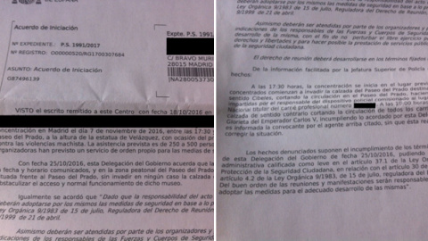 Imagen de la multa enviada por la Delegación del Gobierno a la Plataforma Feminista 7N. Imagen de la multa enviada por la Delegación del Gobierno a la Plataforma Feminista 7N.