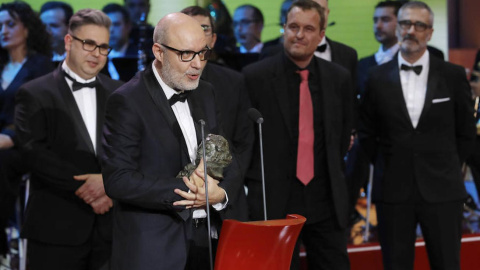 El directo Juanjo Gimenez, con el Goya al mejor corto por 'Tmecode'. EFE